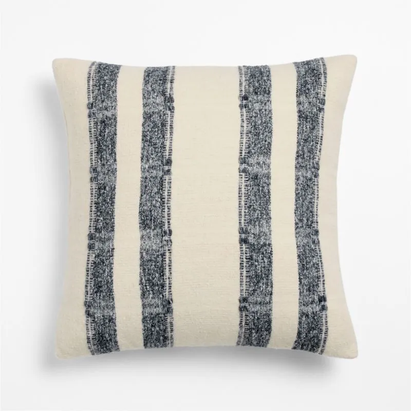 Bowly Wool Blend 20"x20" Deep Indigo Throw Pillow Cover