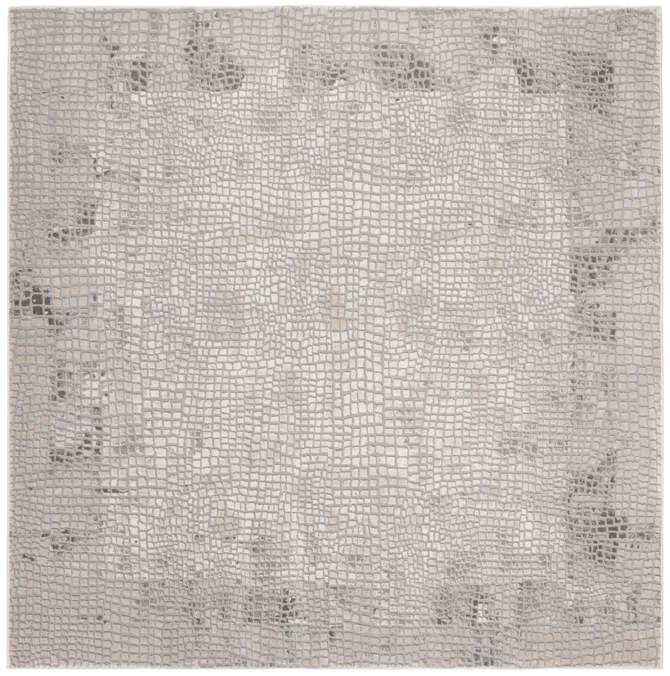 Arlo Home Woven Area Rug, MDW184E, Taupe/Grey,  6' 7" X 6' 7" Square