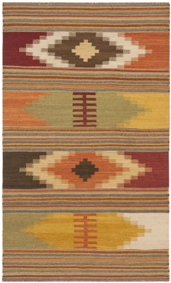 Arlo Home Hand Woven Flatweave Area Rug, NVK177A, Red/Multi,  4' X 6'