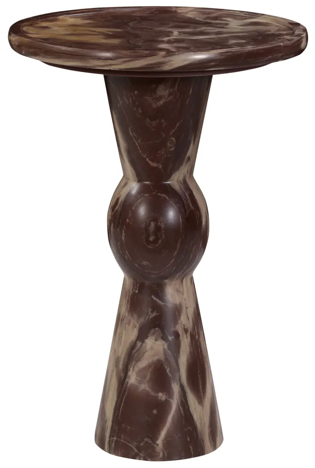 Safavieh Couture Zuria Round Marble Accent Table, Maroon