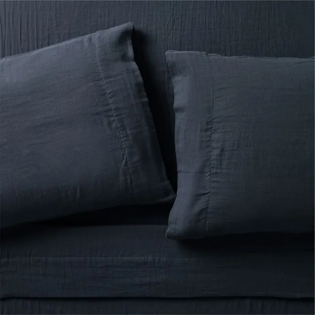 Supersoft Navy Blue 100% Organic Cotton Gauze Kids Full Sheet Set