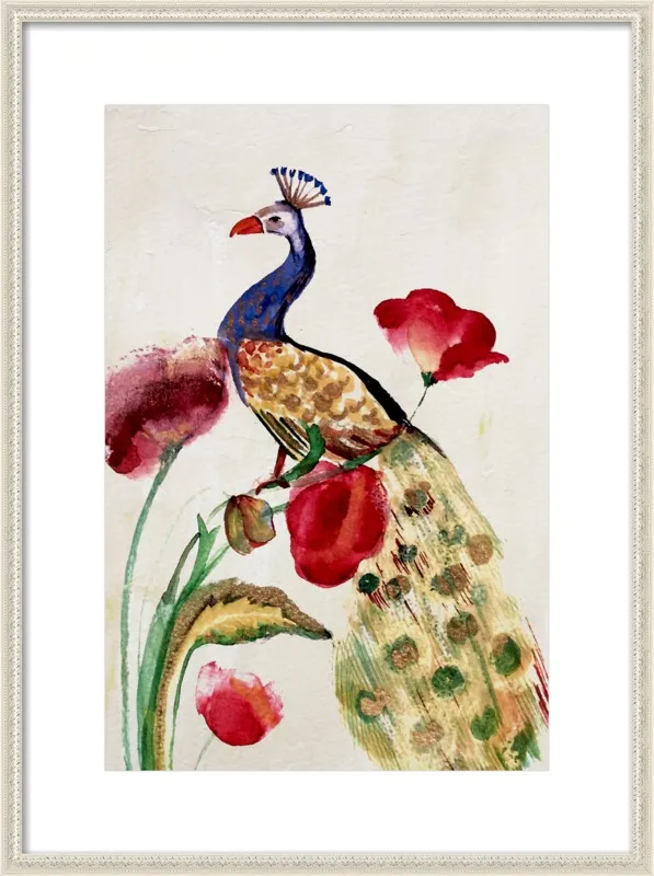blue gold peacock by Ruti Shaashua for Artfully Walls