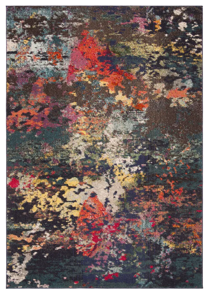 Arlo Home Woven Area Rug, MNC260T, Brown/Teal,  9' X 12'