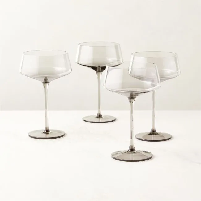 Muse Smoked Coupe Glasses Set of 4