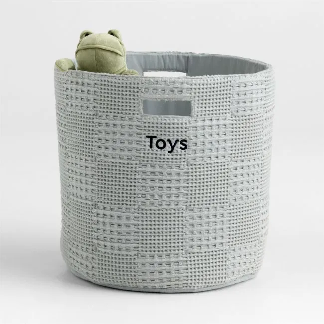 Nella Quarry Grey Organic Cotton Floor Storage Bin with Handles