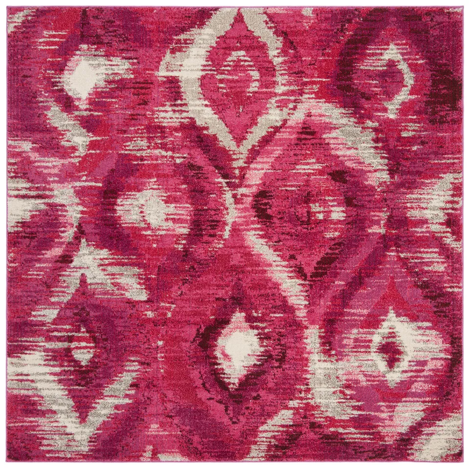Arlo Home Woven Area Rug, MNC242D, Fuchsia/Cream,  6' 7" X 6' 7" Square