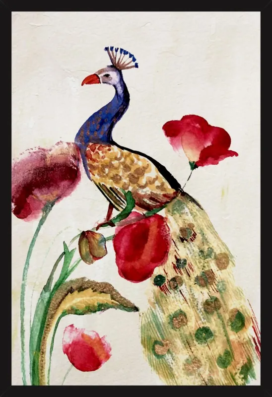 blue gold peacock by Ruti Shaashua for Artfully Walls