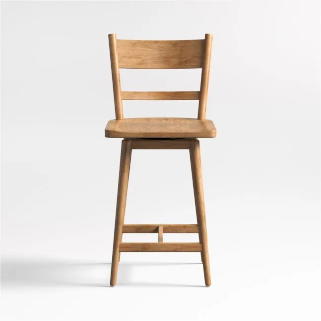 Arno Light Brown Wood Swivel Counter Stool