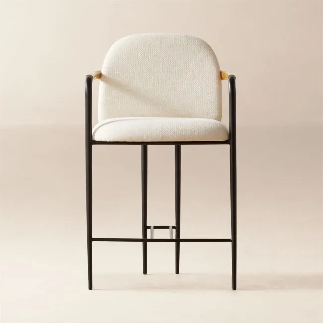 Avont Upholstered White Performance Fabric Metal Counter Stool