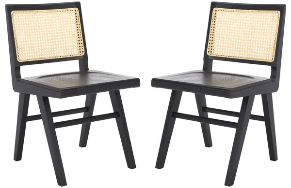 Hattie French Cane Wood Sea Dining Chair - Black/Natural