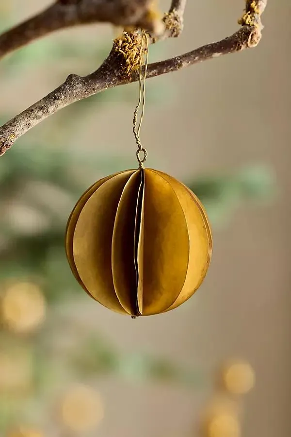 Dimensional Brass Globe Ornament