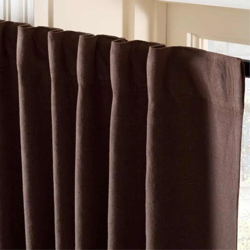 Mink Brown European Linen Blackout Window Curtain Panel 48"x120"