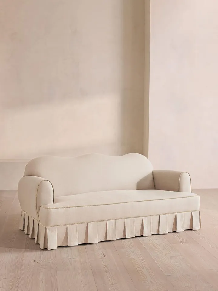 Madelyn Three Seater Sofa, Linen, Bisque, US