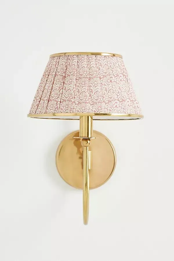 Lee Brass Fabric Shade Sconce Wall Light