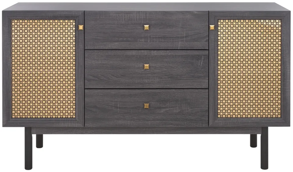 Piran 2 Door 3 Drawer Sideboard/Media Stand - Distressed Black / Gold