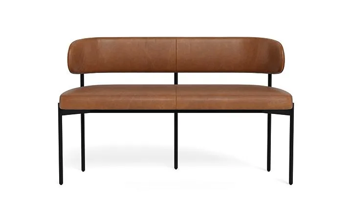 Hollis Leather Metal Framed Bench