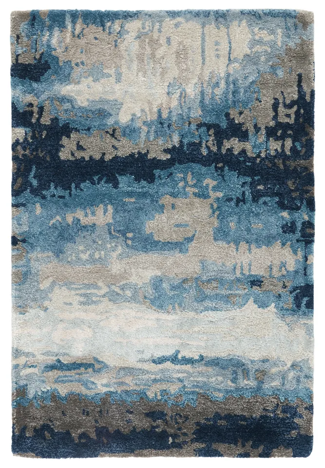Benna Handmade Abstract Blue/ Gray Area Rug (2'X3')