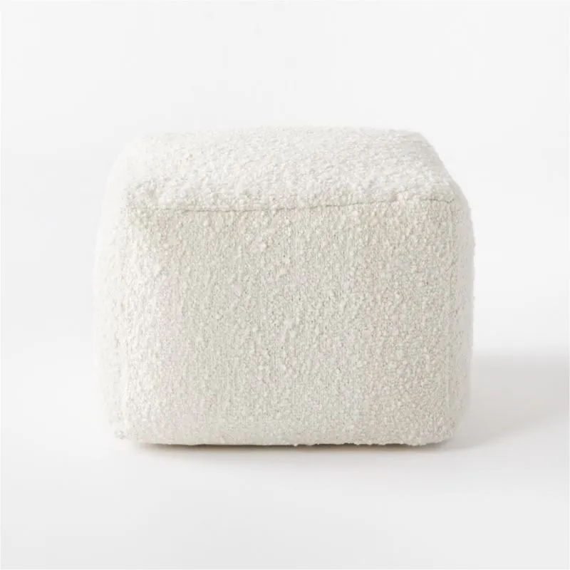 Boucle Ivory White Pouf