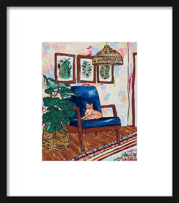 Ginger Cat in Mid Century Chair by Lara Lee Meintjes for Artfully Walls