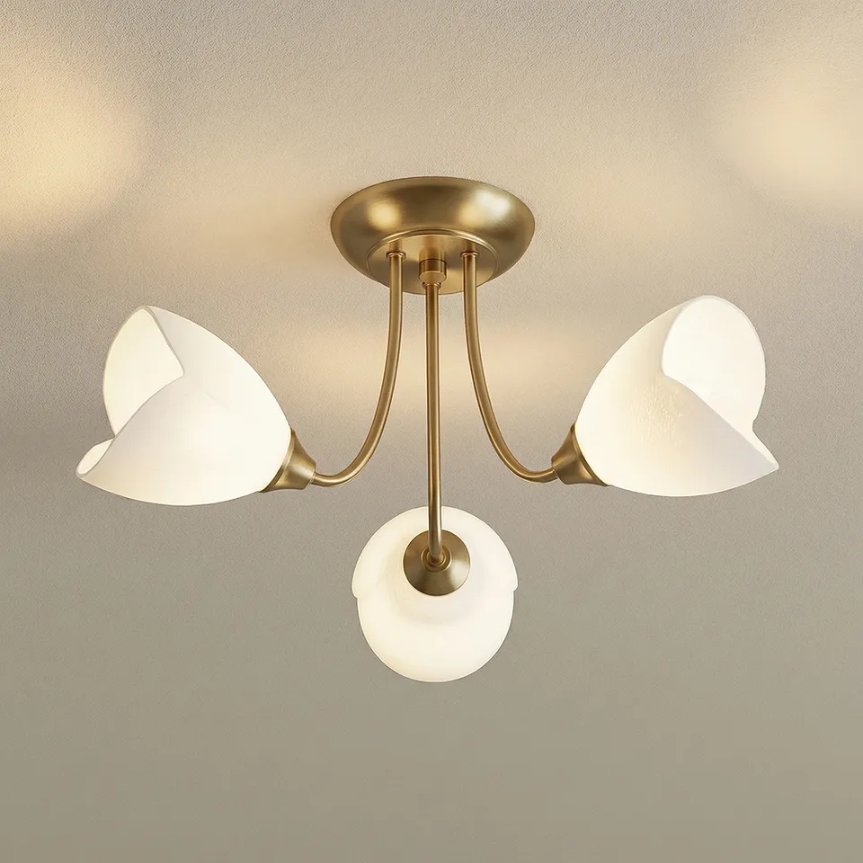 Possini Euro Nessa 20" Wide Warm Brass Tulips 3-Light Ceiling Light