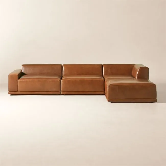 Faible 4-Piece L-Shaped Leather Deep Depth Sectional Sofa with Left-Arm