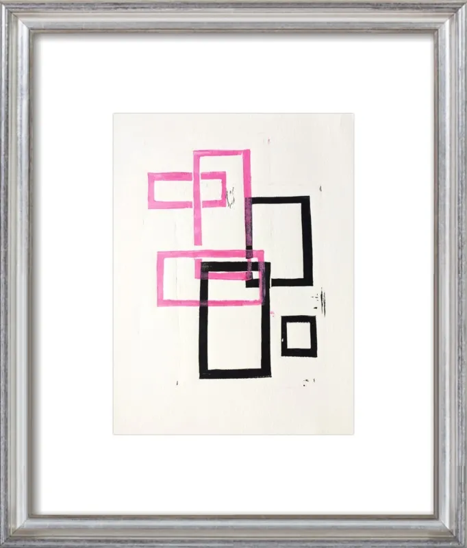 Pink and Black Geometric Squares x2 by Stacy Rajab for Artfully Walls