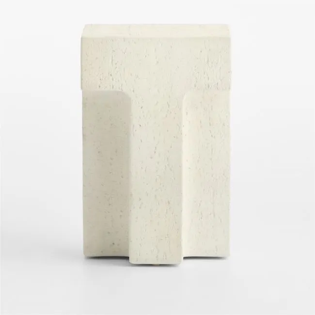 Tito Textured Faux Travertine 14" Square Side Table, Set of 2