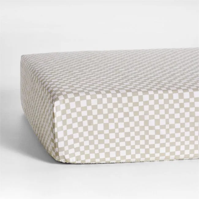 Venice Natural Taupe 100% Organic Cotton Baby Crib Fitted Sheet by Leanne Ford