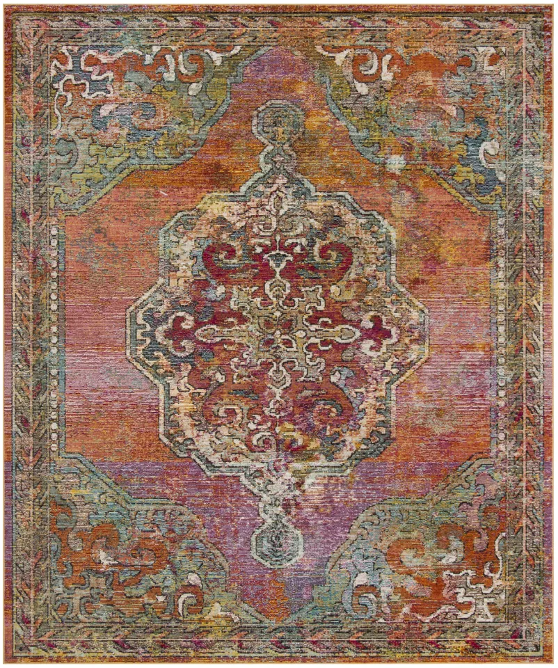 Arlo Home Woven Area Rug, CRS502A, Orange/Light Blue,  11' X 16' RECTANGLE