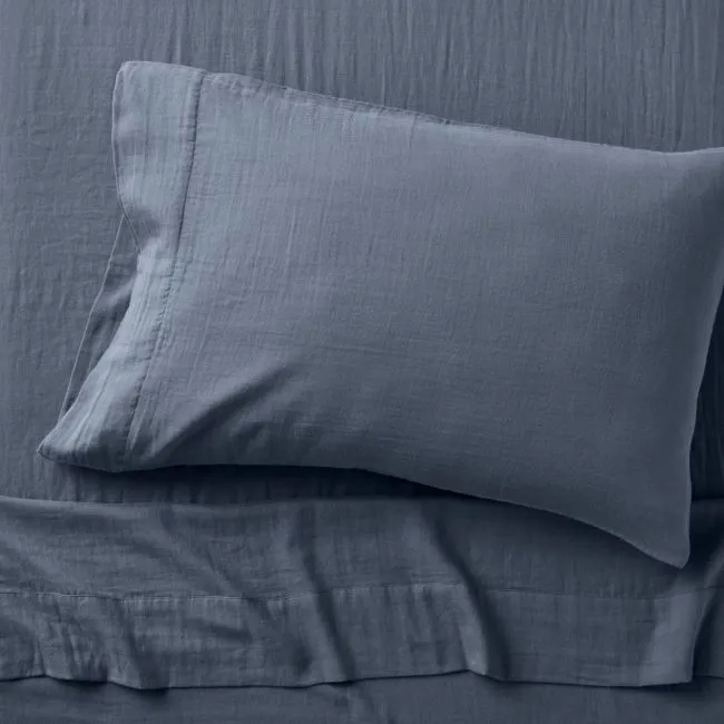 Supersoft Coy Blue 100% Organic Cotton Gauze Kids Twin Sheet Set