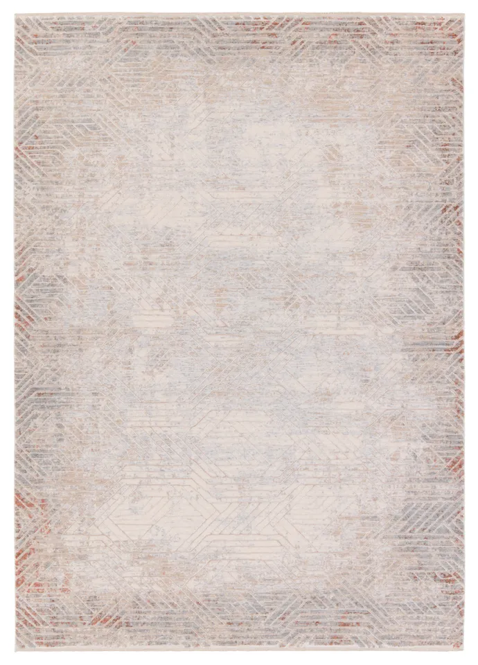 Venture Geometric Tan/ Gray Runner Rug (3'X10')