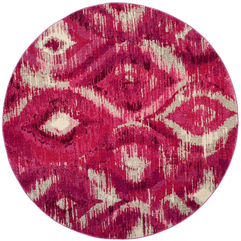Arlo Home Woven Area Rug, MNC242D, Fuchsia/Cream,  6' 7" X 6' 7" Round