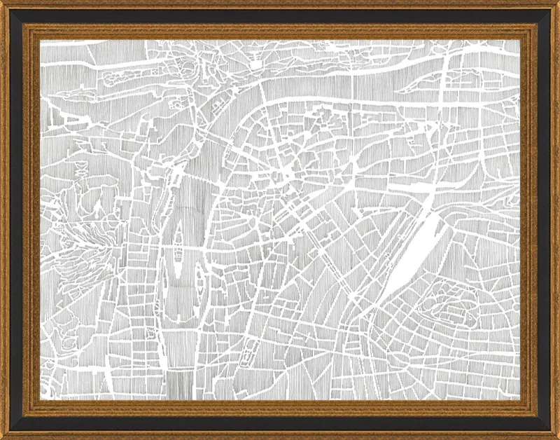 Prague Ink Map by Karen O'Leary for Artfully Walls