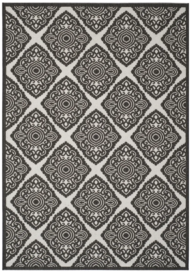 Arlo Home Indoor/Outdoor Woven Area Rug, LND132A, Light Grey/Charcoal,  5' 1" X 7' 6"