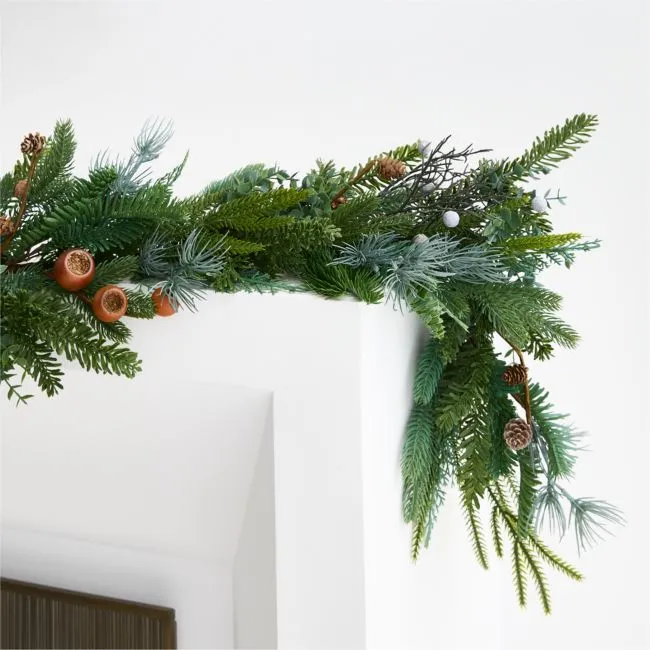 Faux Juniper, Pinecone and Acorn Holiday Garland 6'