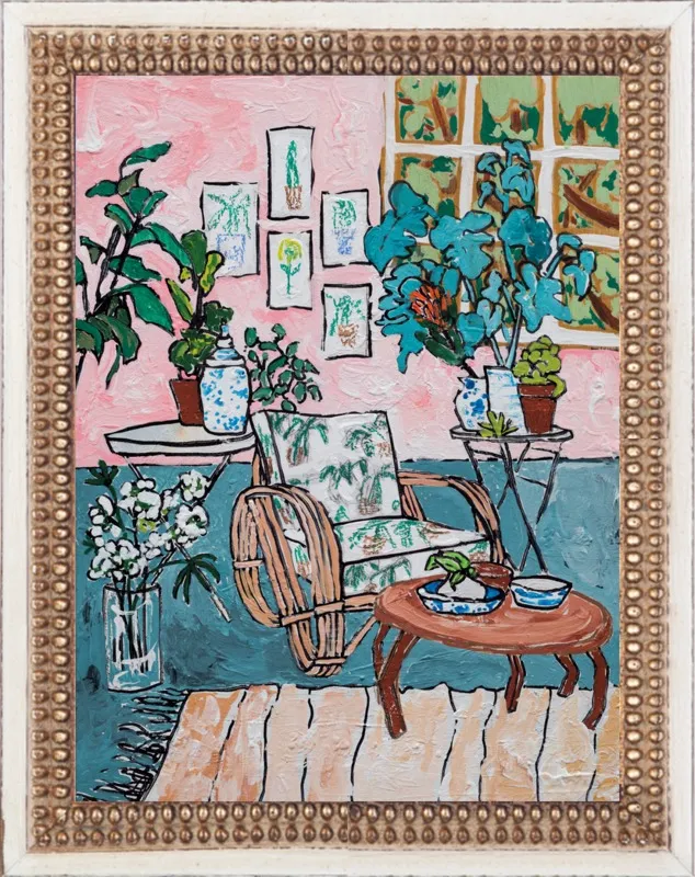 Cane Chair in Tropical Interior by Lara Lee Meintjes for Artfully Walls