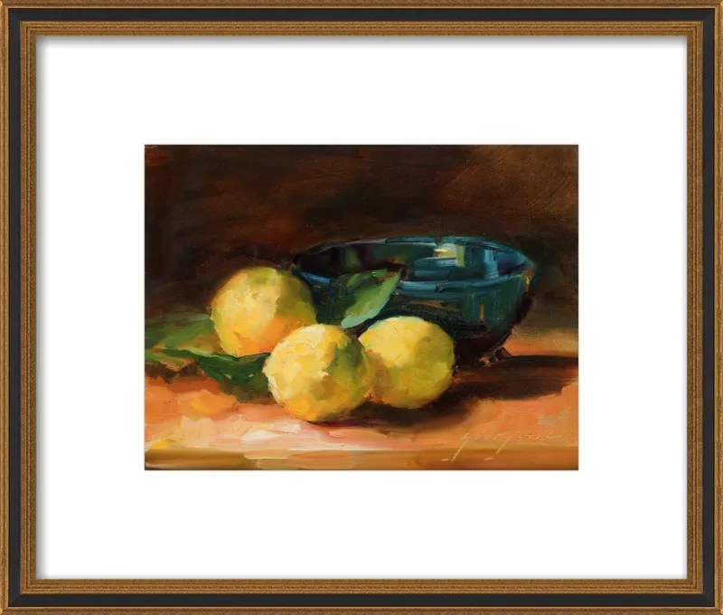 Lemons and Blue Bowl by Georgesse Gomez for Artfully Walls