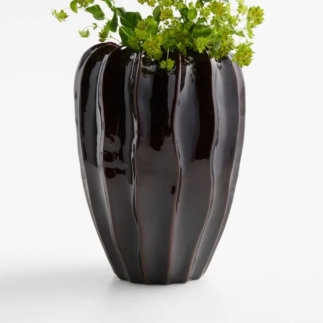 Cross Court Brown Ceramic Vase 15" by Venus Williams
