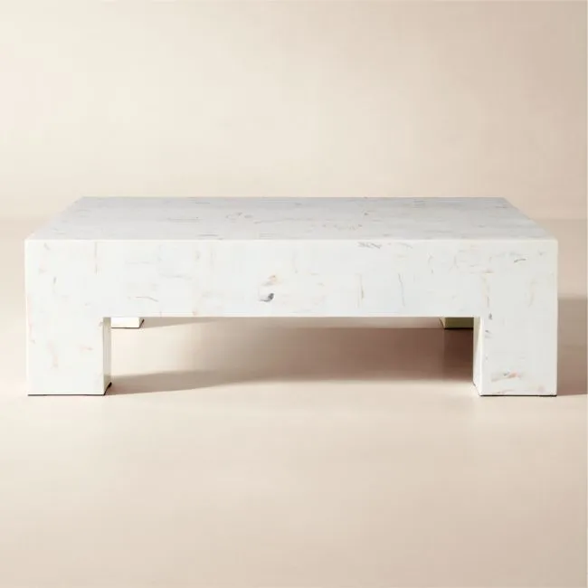 Scatola 48" Square White Tiled Resin Coffee Table