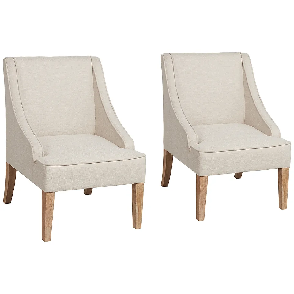 Dixon Ivory Fabric Swoop Armchairs Set of 2