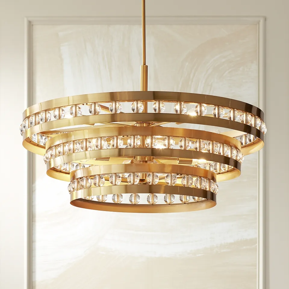 Possini Euro Artyom 40" Wide Warm Gold 8-Light Crystal Ring Pendant