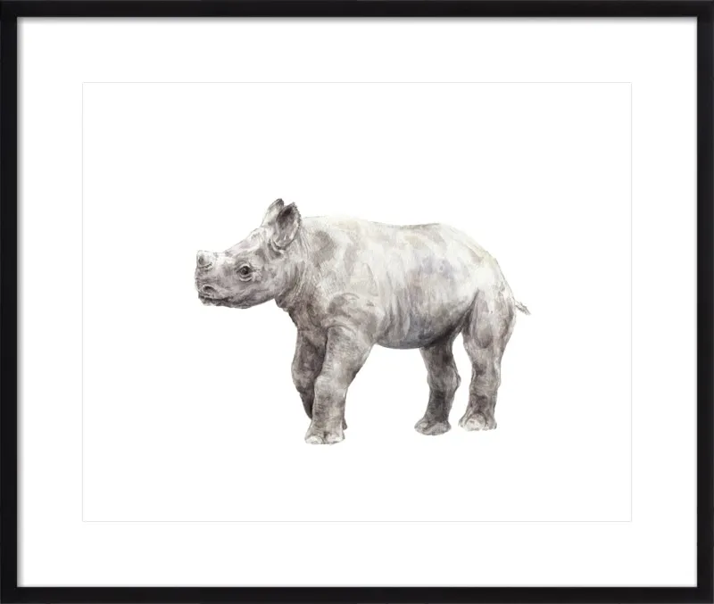Baby Rhino Watercolor by Lauren Rogoff for Artfully Walls