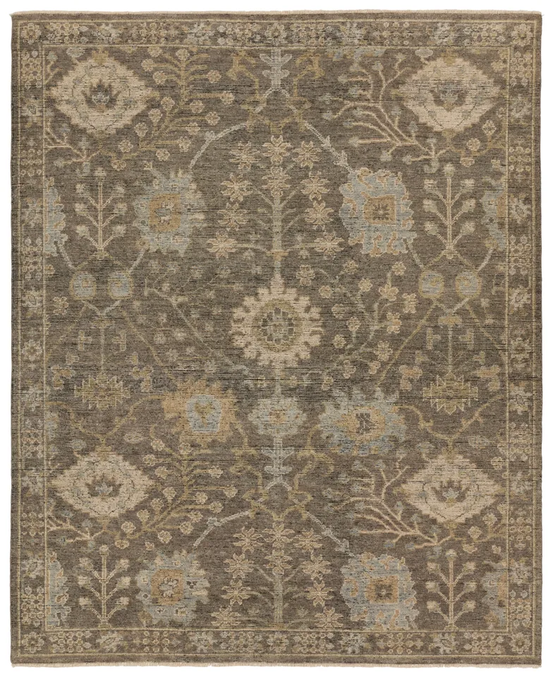 Maeli Hand-Knotted Floral Gray/ Cream Area Rug (9'X12')