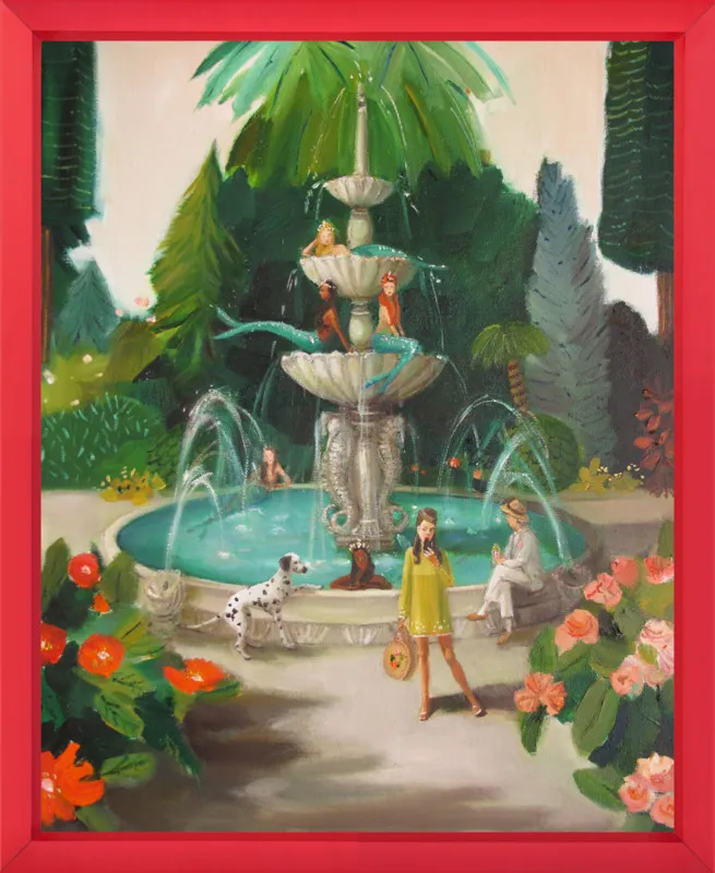Selfie At The Mermaid Public Fountain by Janet Hill for Artfully Walls
