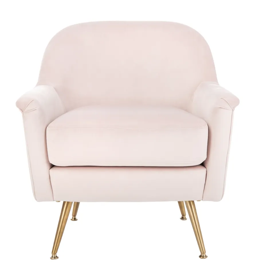 Brienne Mid Century Arm Chair - Blush / Brass