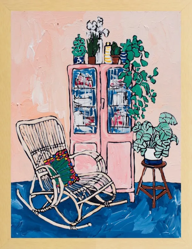 Rocking Chair In Pink Interior by Lara Lee Meintjes for Artfully Walls
