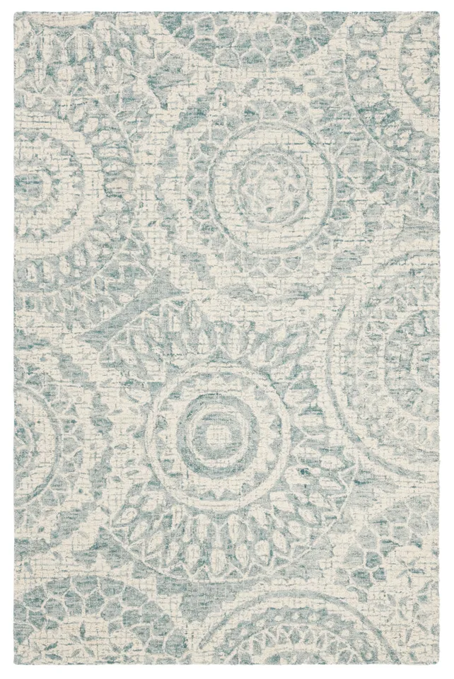 Arlo Home Hand Tufted Area Rug, ABT205A, Ivory/Blue,  4' X 6'