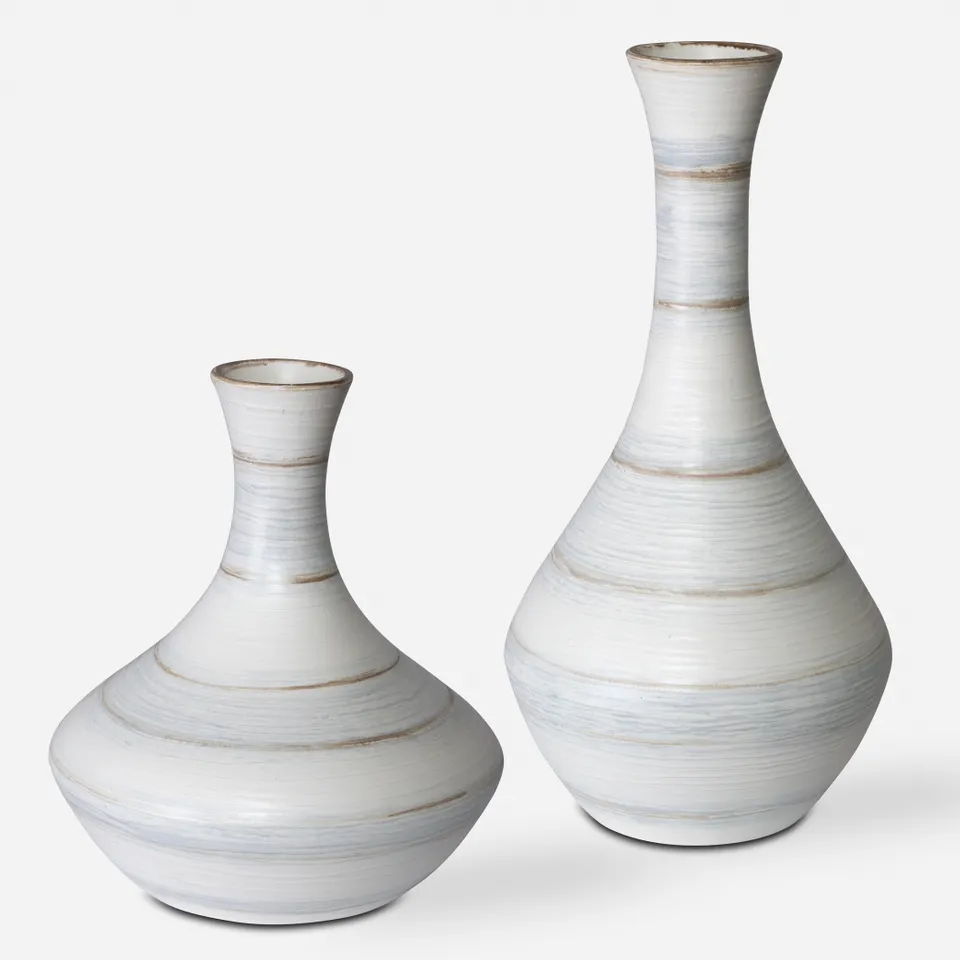 Potter Fluted Striped Vases Set/2