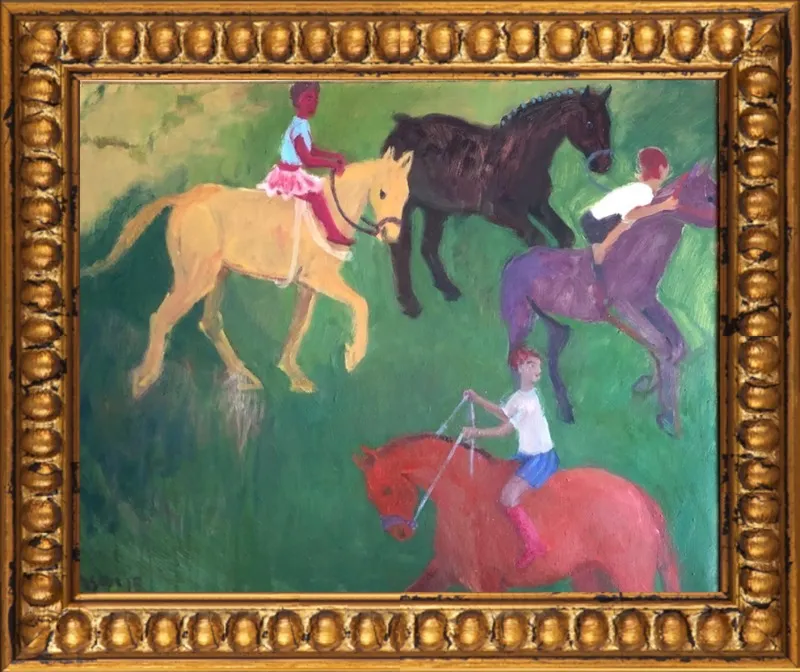 Four Horses, Three Riders by Megan Williamson for Artfully Walls