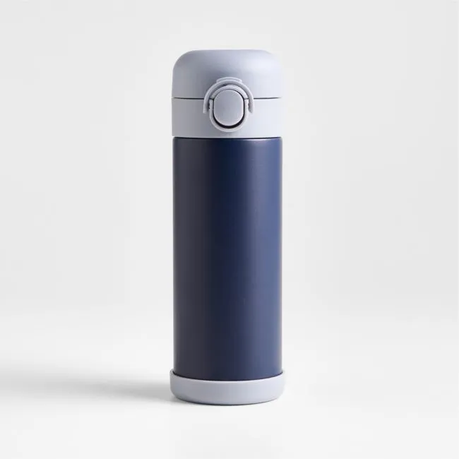 Blue Colorblock Insulated Stainless Steel Kids Water Bottle with Straw